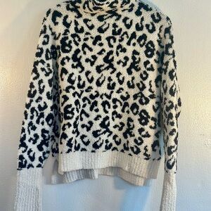 UGG Black and White Animal Print Turtleneck Sweater